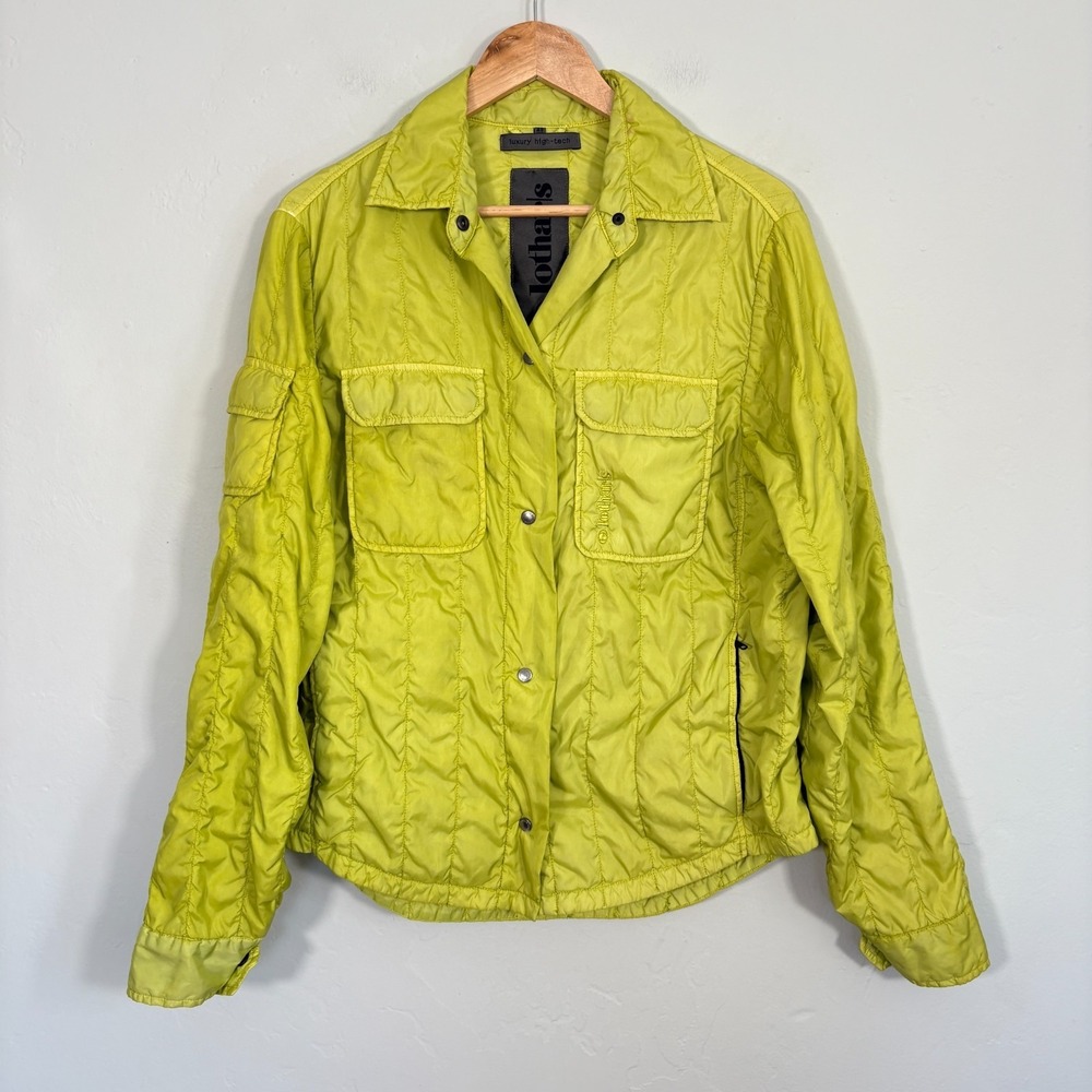 Vintage Lothars Thermore Jacket Women Sz Small Medium Neon Yellow Packable Flaw